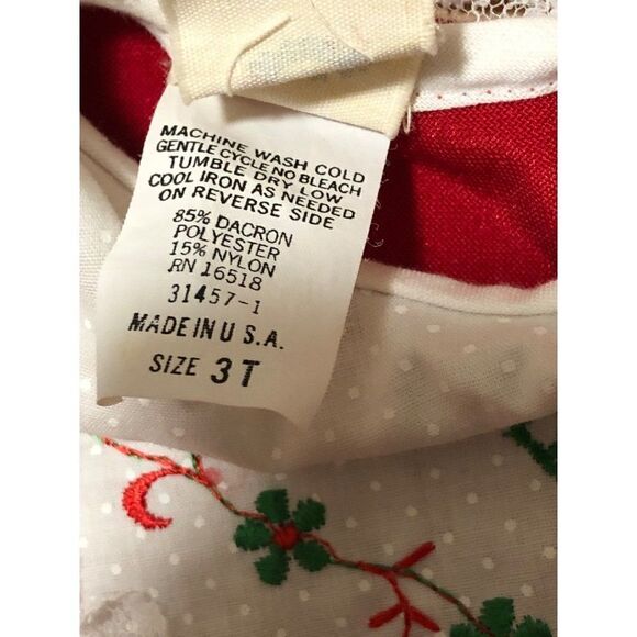 Vintage RAGGEDY ANN Red Velour White Lace Collar Holiday Toddler Girls Dress 3T - Picture 4 of 5